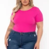 Plus Size Boat Neck Bodysuit - Pink -Kitchensuppliesdeal curvy sense bodysuits plus size boat neck bodysuit pink 32278622896225