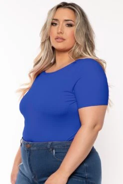 Plus Size Boat Neck Bodysuit - Royal Blue -Kitchensuppliesdeal curvy sense bodysuits plus size boat neck bodysuit royal blue 32302464172129