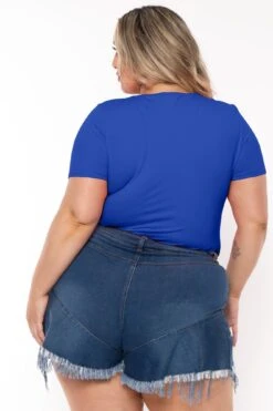 Plus Size Boat Neck Bodysuit - Royal Blue -Kitchensuppliesdeal curvy sense bodysuits plus size boat neck bodysuit royal blue 32302464630881