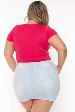 Plus Size Casual Spilt Neck Bodysuit - Fuchsia -Kitchensuppliesdeal curvy sense bodysuits plus size casual spilt neck bodysuit fuchsia 32278279290977