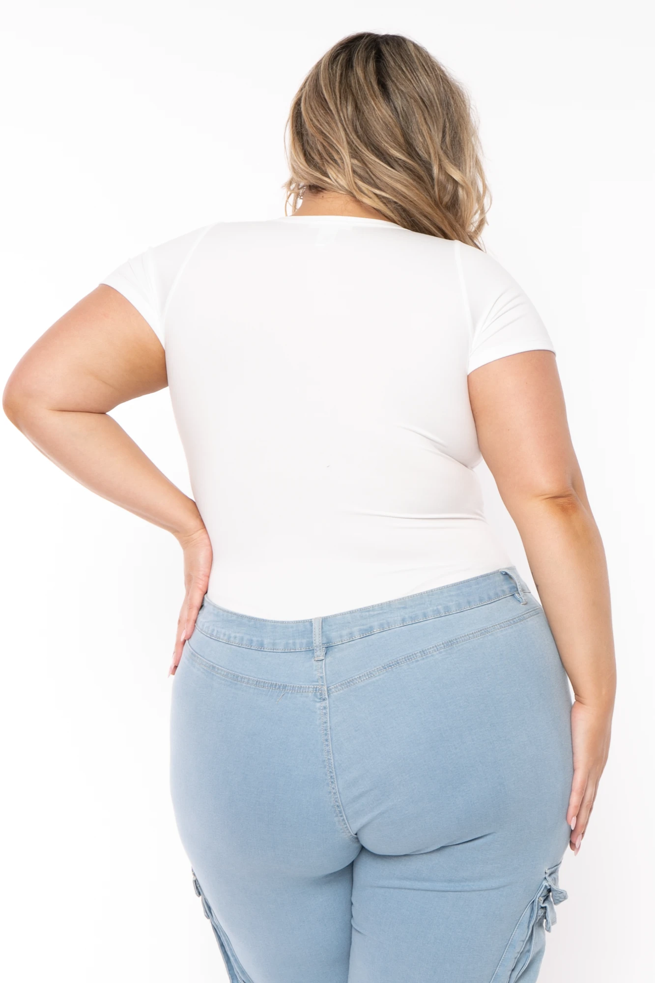 Plus Size Casual Spilt Neck Bodysuit - White Plus Size Casual Spilt Neck Bodysuit - White -Kitchensuppliesdeal curvy sense bodysuits plus size casual spilt neck bodysuit white 32278815932513