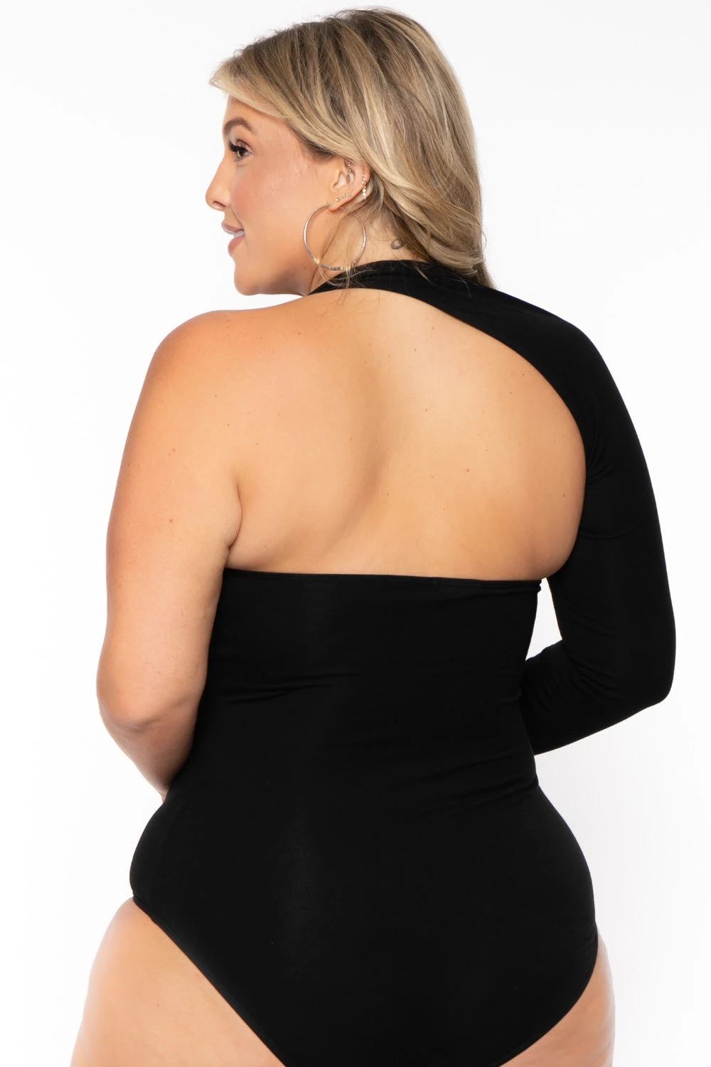 Plus Size Asymmetric Wrap Around Bodysuit - Black Plus Size Asymmetric Wrap Around Bodysuit - Black -Kitchensuppliesdeal curvy sense bralettes and bodysuits plus size asymmetric wrap around bodysuit black 30026295410785