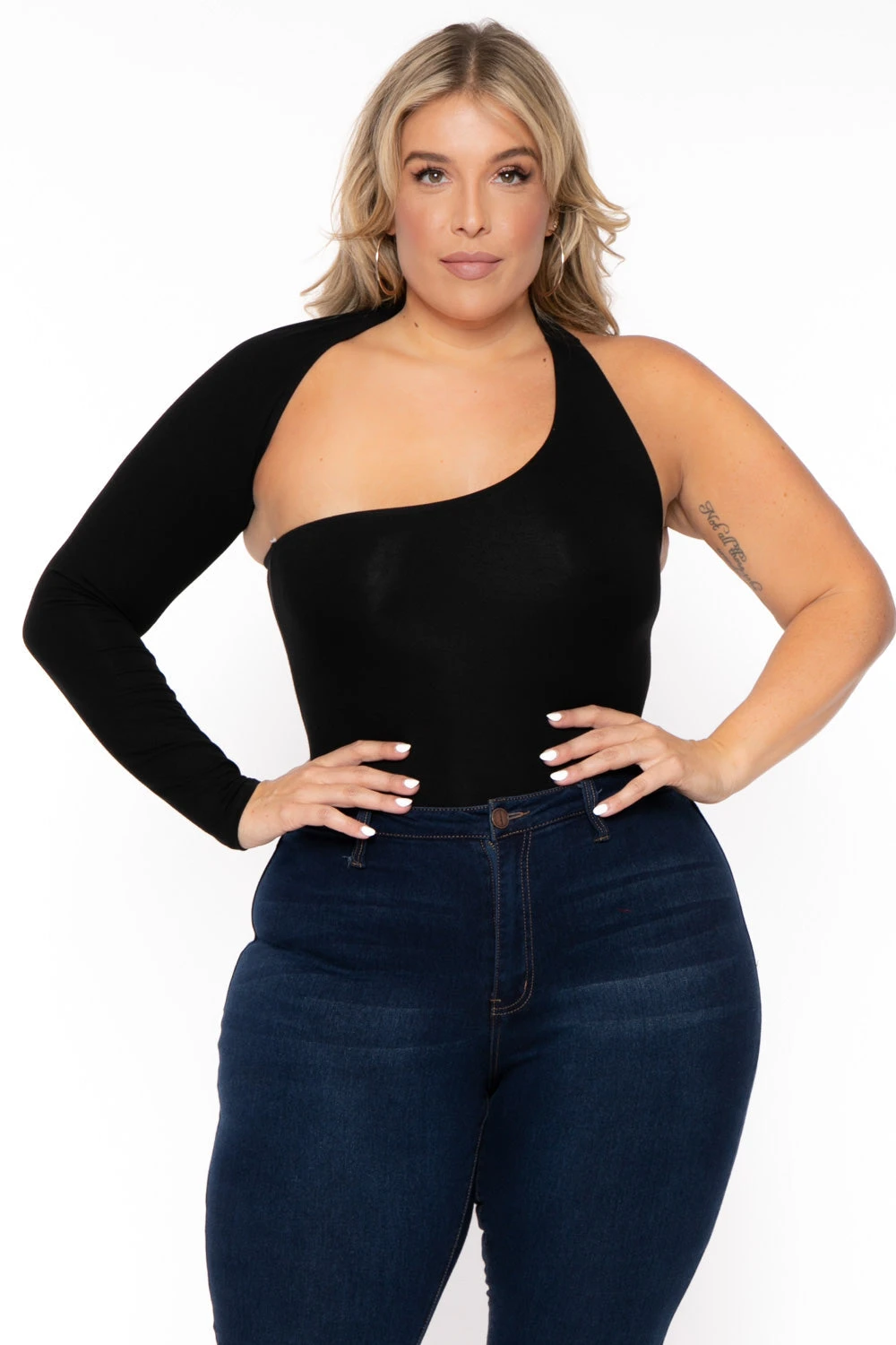 Plus Size Asymmetric Wrap Around Bodysuit - Black Plus Size Asymmetric Wrap Around Bodysuit - Black -Kitchensuppliesdeal curvy sense bralettes and bodysuits plus size asymmetric wrap around bodysuit black 30026295541857
