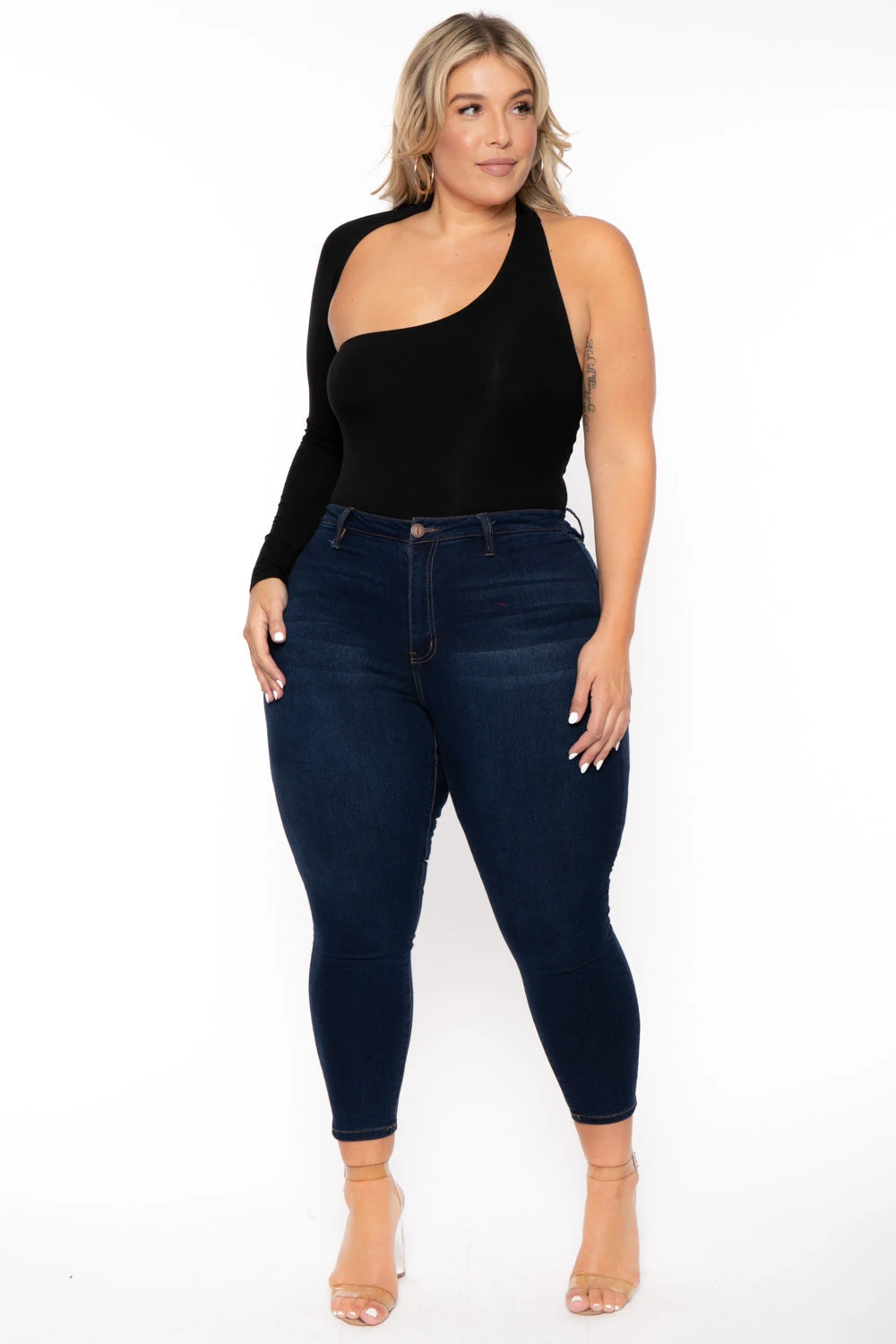 Plus Size Asymmetric Wrap Around Bodysuit - Black Plus Size Asymmetric Wrap Around Bodysuit - Black -Kitchensuppliesdeal curvy sense bralettes and bodysuits plus size asymmetric wrap around bodysuit black 30026296098913