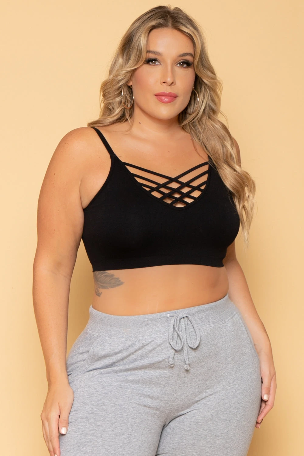 Plus Size Caged Bralette - Black Plus Size Caged Bralette - Black -Kitchensuppliesdeal curvy sense bralettes and bodysuits plus size caged bralette black 29586516410465