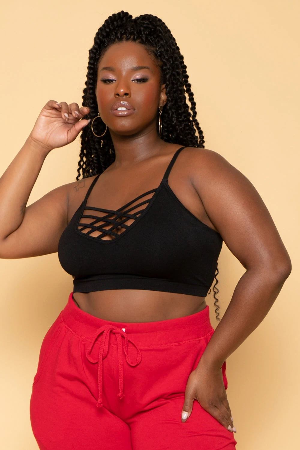 Plus Size Caged Bralette - Black Plus Size Caged Bralette - Black -Kitchensuppliesdeal curvy sense bralettes and bodysuits plus size caged bralette black 29708954402913
