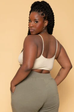 Plus Size Caged-Cutout Bralette - Tan -Kitchensuppliesdeal curvy sense bralettes and bodysuits plus size caged cutout bralette tan 29708937461857