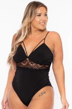 Bluebell Plus Size Cassandra Cut Out Lace Bodysuit - Black -Kitchensuppliesdeal curvy sense bralettes and bodysuits plus size cassandra cut out lace bodysuit black 29884856205409