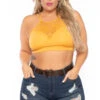 Plus Size Lace Trim Bralette - Ash Mustard -Kitchensuppliesdeal curvy sense bralettes and bodysuits plus size lace trim bralette ash mustard 30044155740257