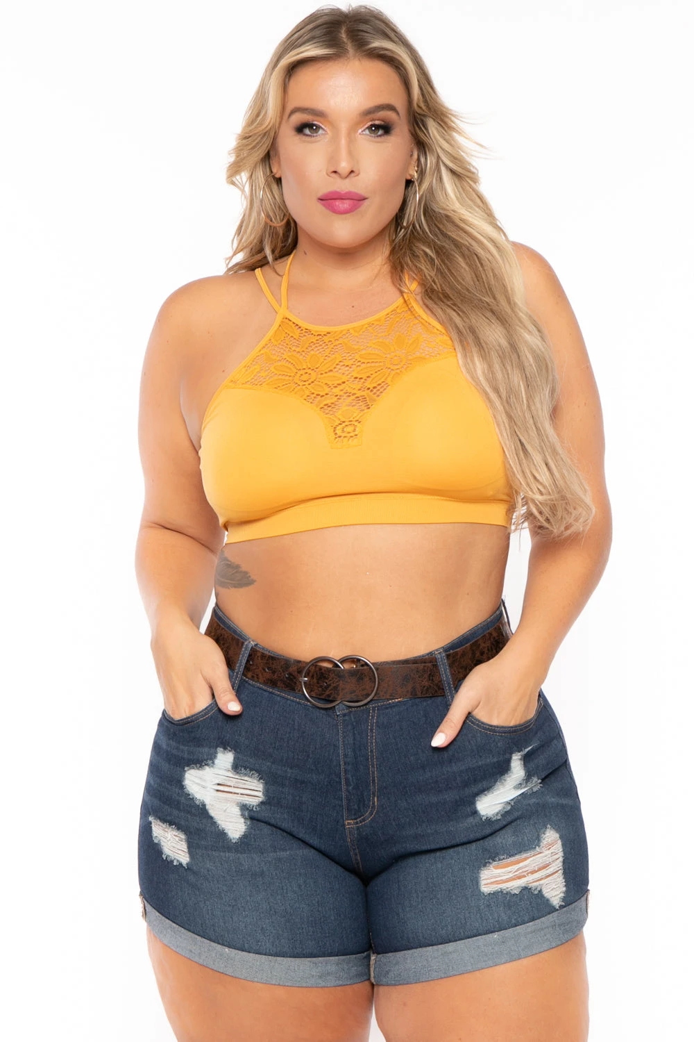 Plus Size Lace Trim Bralette - Ash Mustard Plus Size Lace Trim Bralette - Ash Mustard -Kitchensuppliesdeal curvy sense bralettes and bodysuits plus size lace trim bralette ash mustard 30044155740257
