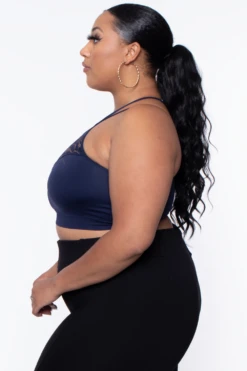 Plus Size Lace Trim Bralette - Navy -Kitchensuppliesdeal curvy sense bralettes and bodysuits plus size lace trim bralette navy 29442432598113