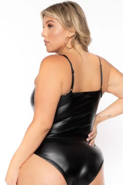 Plus Size Leta Faux Leather Cami Bodysuit - Black 4 Plus Size Leta Faux Leather Cami Bodysuit - Black -Kitchensuppliesdeal curvy sense bralettes and bodysuits plus size leta faux leather cami bodysuit black 30026037559393