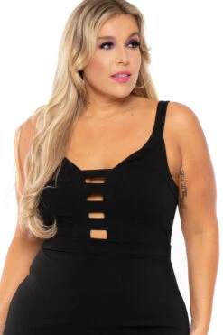 Plus Size Adalyn Caged Dress - Black -Kitchensuppliesdeal curvy sense dresses plus size adalyn caged dress black 30239348719713
