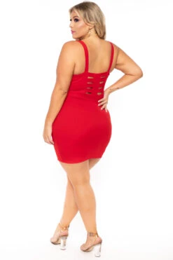 Plus Size Adalyn Caged Dress - Red -Kitchensuppliesdeal curvy sense dresses plus size adalyn caged dress red 30234158071905
