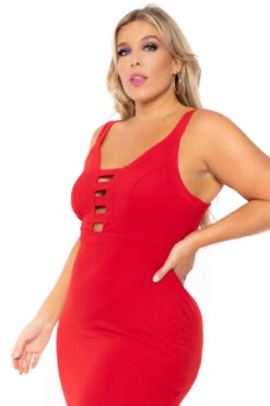 Plus Size Adalyn Caged Dress - Red -Kitchensuppliesdeal curvy sense dresses plus size adalyn caged dress red 30234159186017