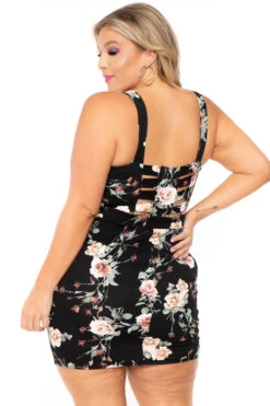 Plus Size Adalyn Floral Caged Dress - Black -Kitchensuppliesdeal curvy sense dresses plus size adalyn floral caged dress black 30239365300321