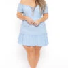 Plus Size Adella Lace Up Ruffle Dress- Blue 1 Plus Size Adella Lace Up Ruffle Dress- Blue -Kitchensuppliesdeal curvy sense dresses plus size adella lace up ruffle dress blue 31761237770337
