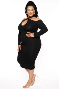 Plus Size Aida Cross Bodycon Dress - Black -Kitchensuppliesdeal curvy sense dresses plus size aida cross bodycon dress black 30074130104417
