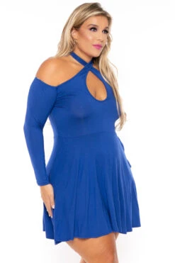 Plus Size Aida Cross Flare Dress - Royal Blue -Kitchensuppliesdeal curvy sense dresses plus size aida cross flare dress royal blue 30210922676321