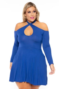 Plus Size Aida Cross Flare Dress - Royal Blue -Kitchensuppliesdeal curvy sense dresses plus size aida cross flare dress royal blue 30210923855969