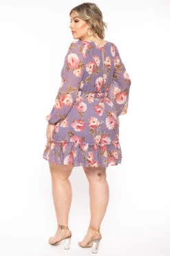 Plus Size Aide Chiffon Floral Dress - Purple 4 Plus Size Aide Chiffon Floral Dress - Purple -Kitchensuppliesdeal curvy sense dresses plus size aide chiffon floral dress purple 31448255725665