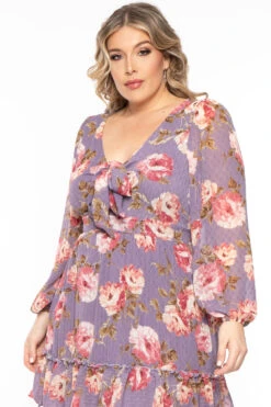 Plus Size Aide Chiffon Floral Dress - Purple 5 Plus Size Aide Chiffon Floral Dress - Purple -Kitchensuppliesdeal curvy sense dresses plus size aide chiffon floral dress purple 31448257986657