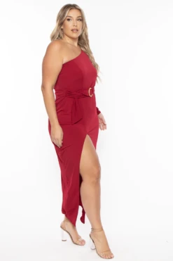 Plus Size Alana Belted Dress - Burgundy -Kitchensuppliesdeal curvy sense dresses plus size alana belted dress burgundy 29259028529249