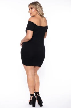 Plus Size Aliz Grommet Bodycon Dress- Black -Kitchensuppliesdeal curvy sense dresses plus size aliz grommet bodycon dress black 29448427176033