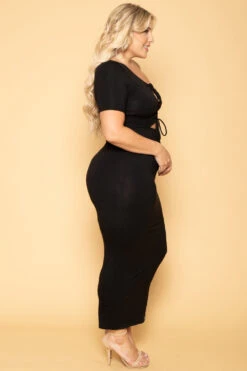 Plus Size Alyona Bodycon Dress- Black -Kitchensuppliesdeal curvy sense dresses plus size alyona bodycon dress black 29702677725281
