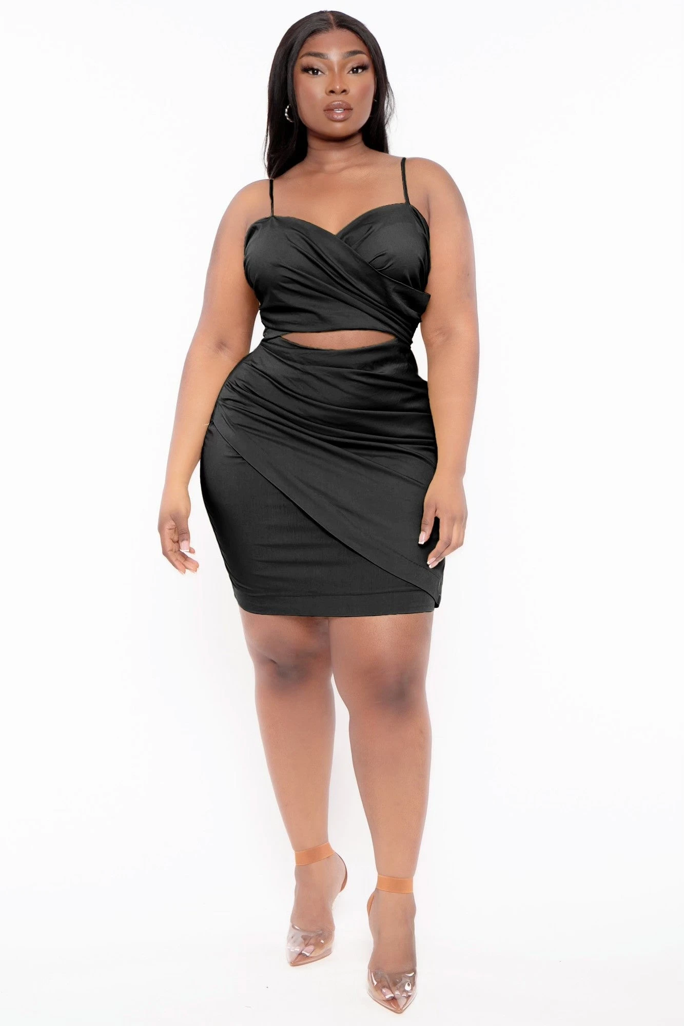 Plus Size Amanda Front Wrap Dress - Black Plus Size Amanda Front Wrap Dress - Black -Kitchensuppliesdeal curvy sense dresses plus size amanda front wrap dress black 31729076076641