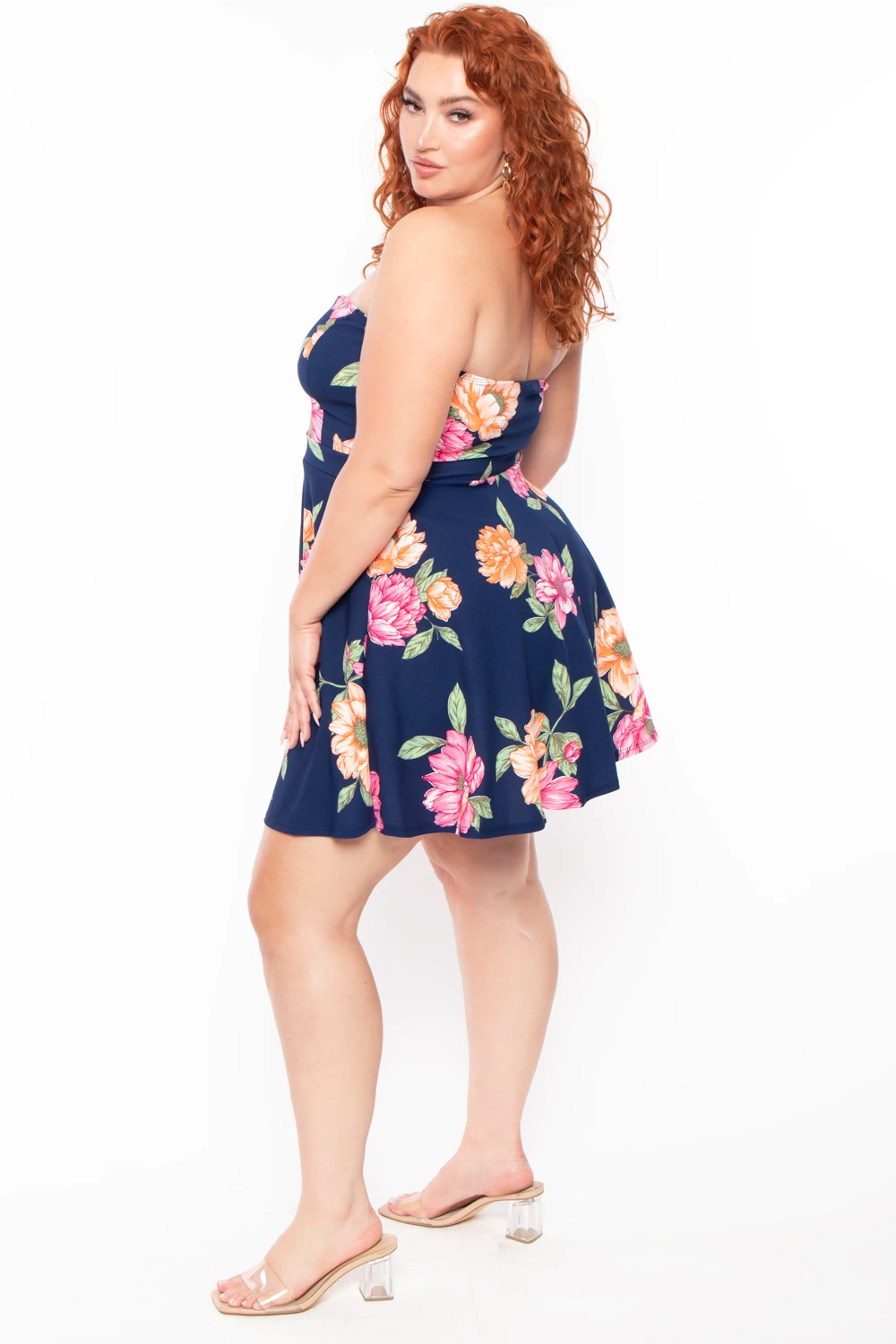 Plus Size Amaryllis Floral Flare Dress - Navy Plus Size Amaryllis Floral Flare Dress - Navy -Kitchensuppliesdeal curvy sense dresses plus size amaryllis floral flare dress navy 29883555348577