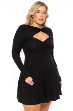 Plus Size Amry Flare Cutout Dress - Black -Kitchensuppliesdeal curvy sense dresses plus size amry flare cutout dress black 30103262789729