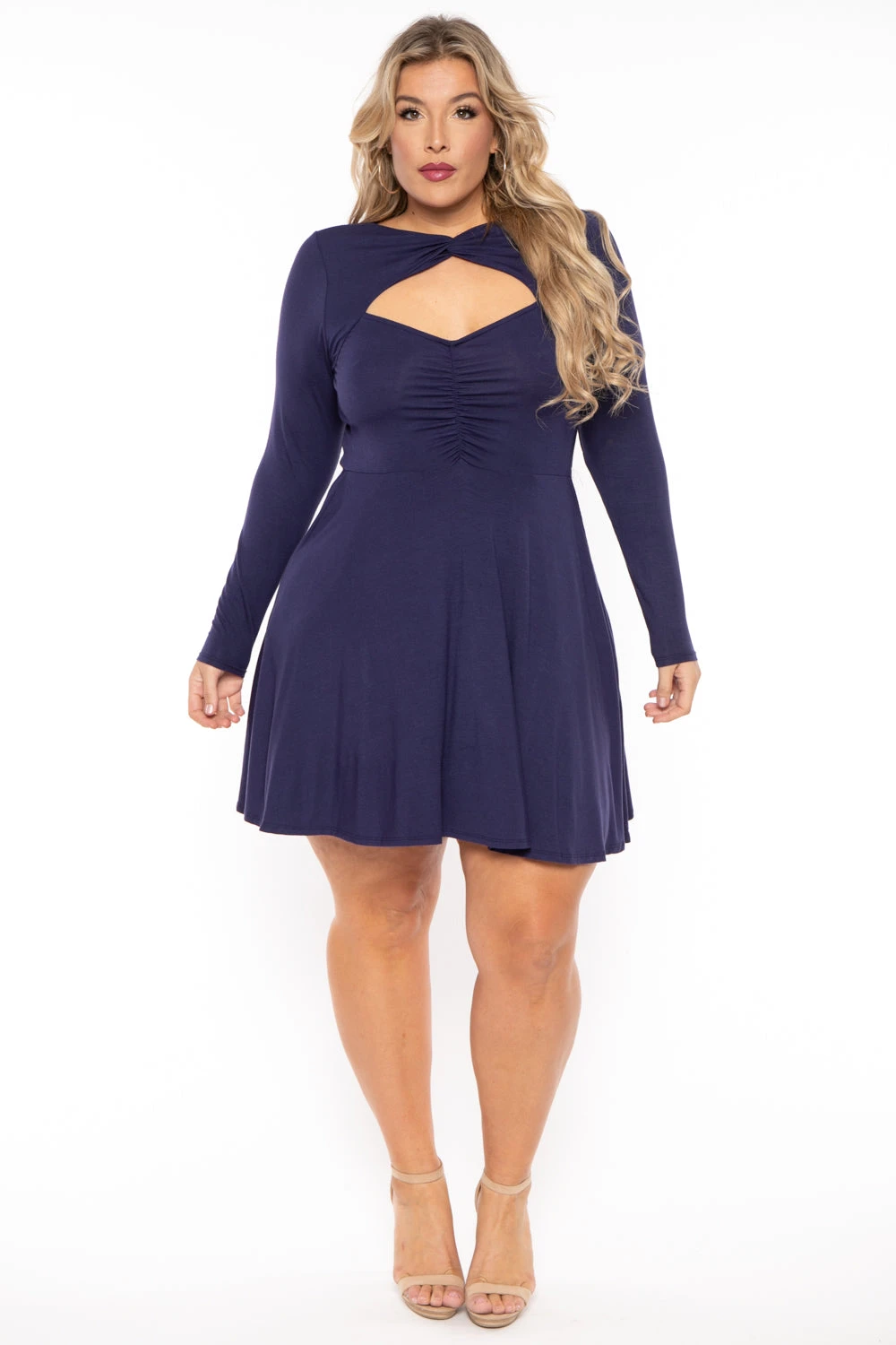 Plus Size Amry Flare Cutout Dress - Navy Plus Size Amry Flare Cutout Dress - Navy -Kitchensuppliesdeal curvy sense dresses plus size amry flare cutout dress navy 30453321007201