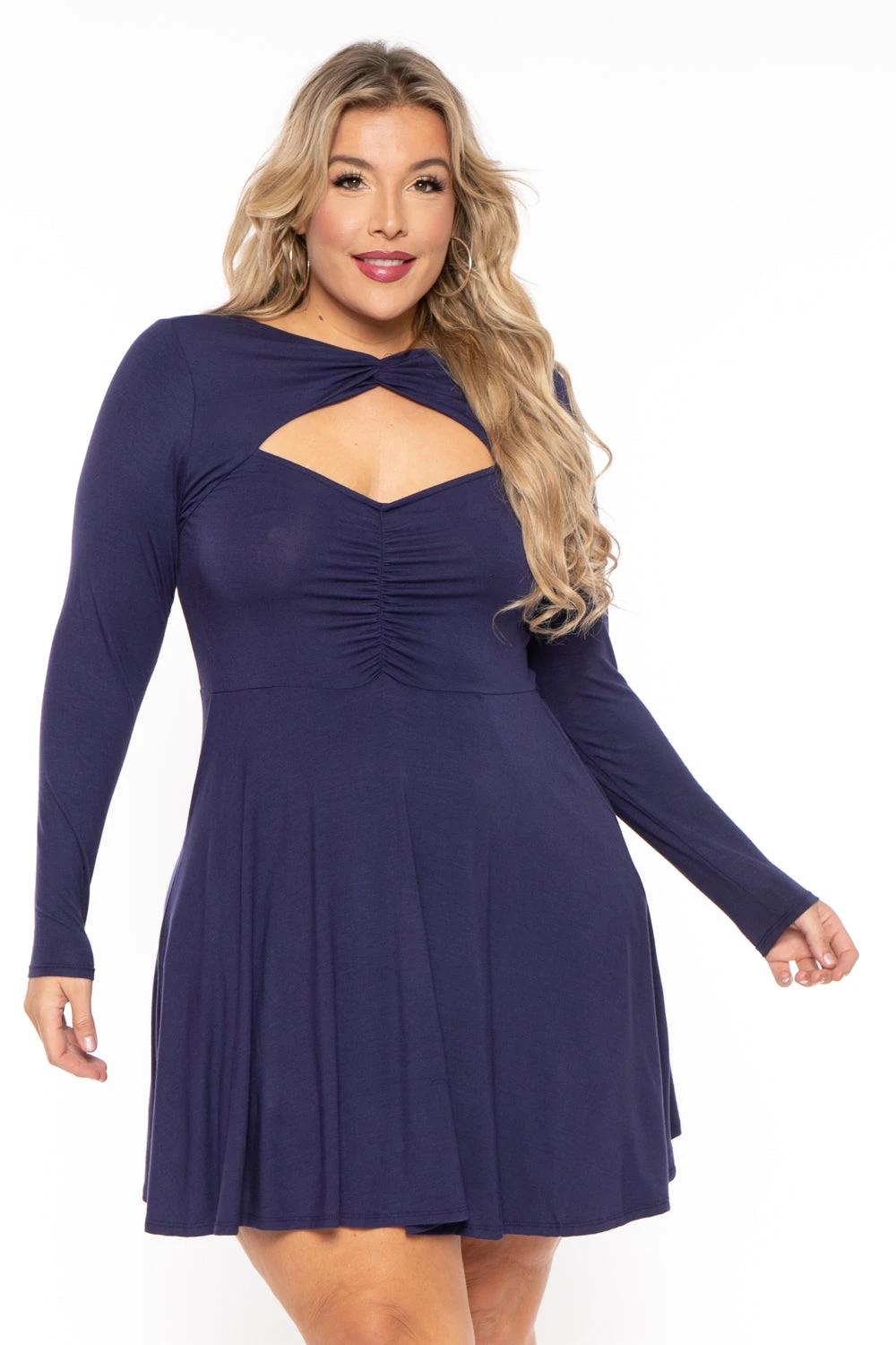 Plus Size Amry Flare Cutout Dress - Navy Plus Size Amry Flare Cutout Dress - Navy -Kitchensuppliesdeal curvy sense dresses plus size amry flare cutout dress navy 30453321105505