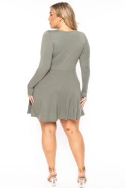 Plus Size Amry Flare Cutout Dress - Olive -Kitchensuppliesdeal curvy sense dresses plus size amry flare cutout dress olive 30103291625569