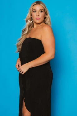 Plus Size Anastasia Cascading Ruffle Dress - Black -Kitchensuppliesdeal curvy sense dresses plus size anastasia cascading ruffle dress black 30020967039073
