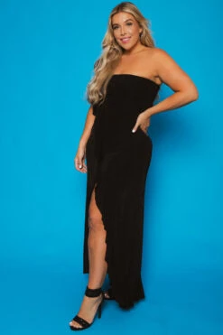 Plus Size Anastasia Cascading Ruffle Dress - Black -Kitchensuppliesdeal curvy sense dresses plus size anastasia cascading ruffle dress black 30020967596129