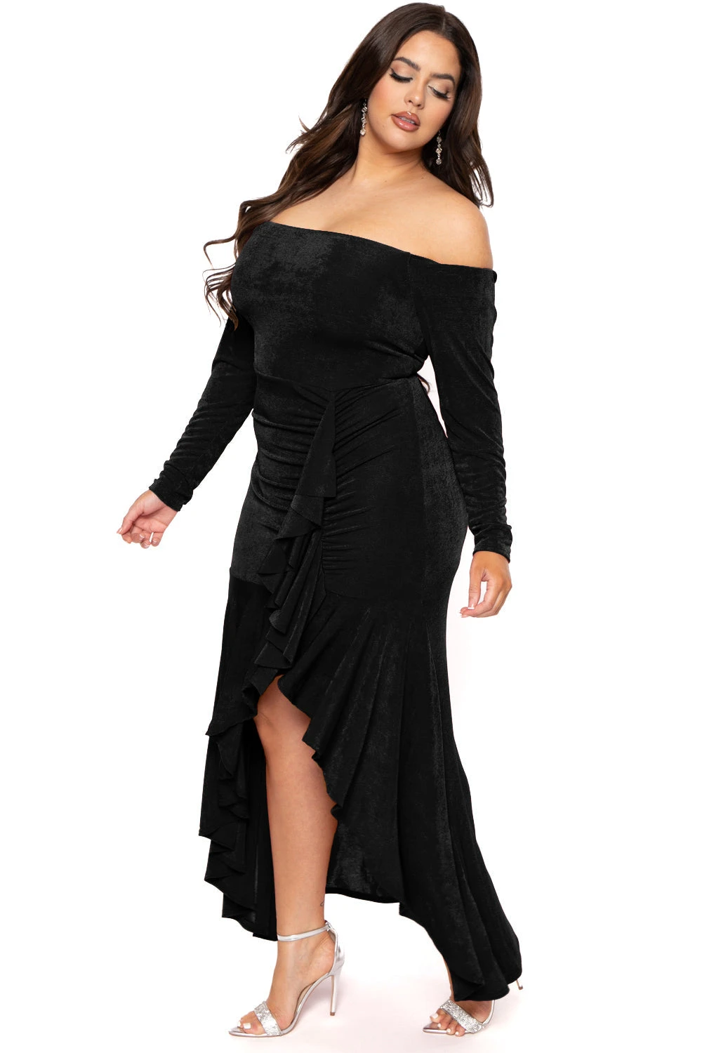 Plus Size Anisa Cascade Ruffle Dress - Black Plus Size Anisa Cascade Ruffle Dress - Black -Kitchensuppliesdeal curvy sense dresses plus size anisa cascade ruffle dress black 30816959856737