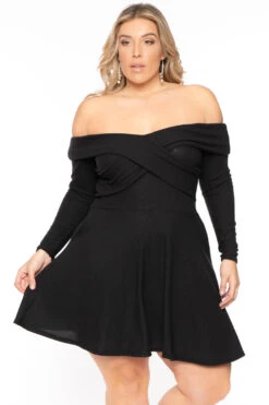 Plus Size Annabell Sweater Flare Dress - Black -Kitchensuppliesdeal curvy sense dresses plus size annabell sweater flare dress black 30714767802465