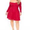 Plus Size Annabell Sweater Flare Dress - Red 2 Plus Size Annabell Sweater Flare Dress - Red -Kitchensuppliesdeal curvy sense dresses plus size annabell sweater flare dress red 30714804961377