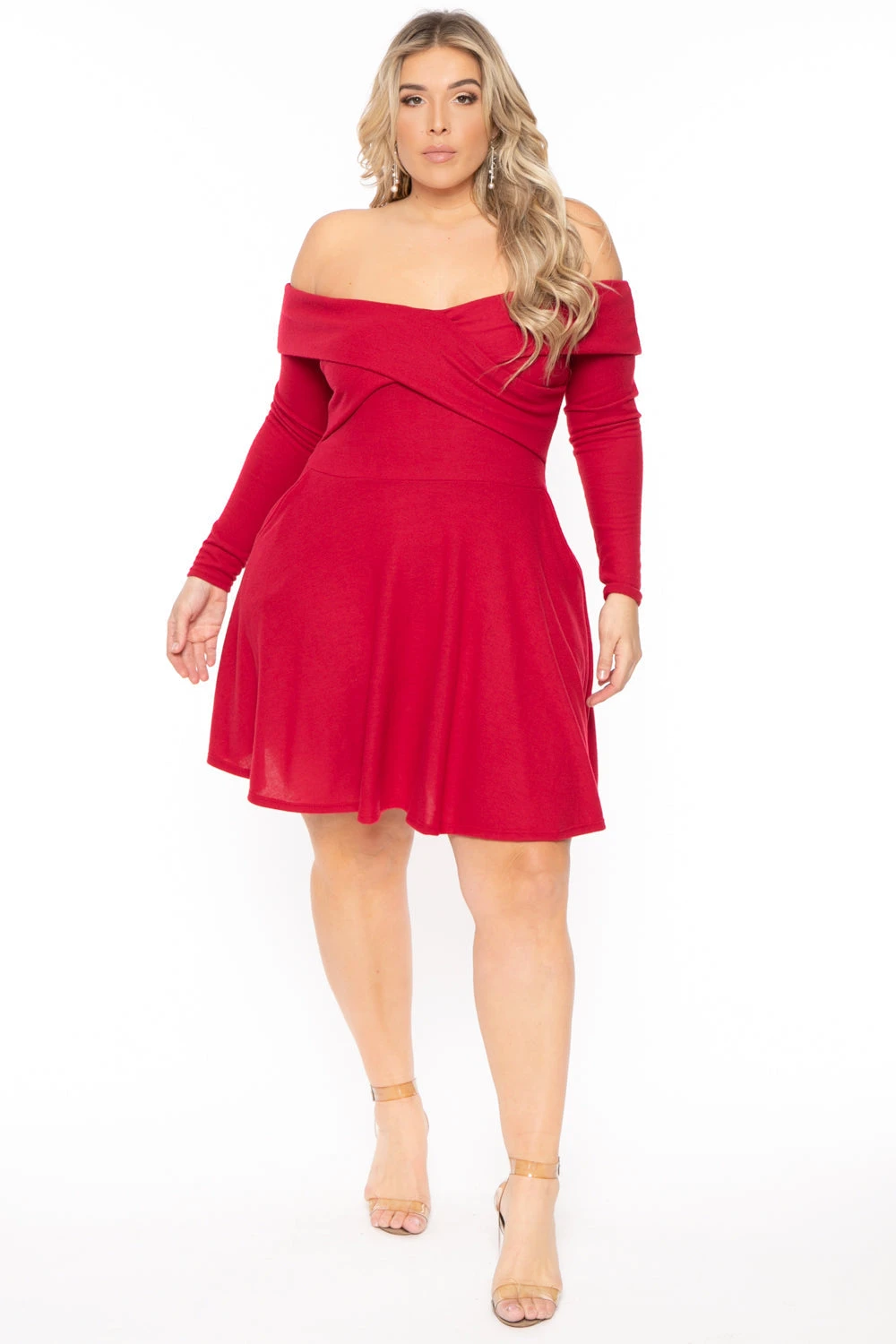 Plus Size Annabell Sweater Flare Dress - Red Plus Size Annabell Sweater Flare Dress - Red -Kitchensuppliesdeal curvy sense dresses plus size annabell sweater flare dress red 30714804961377