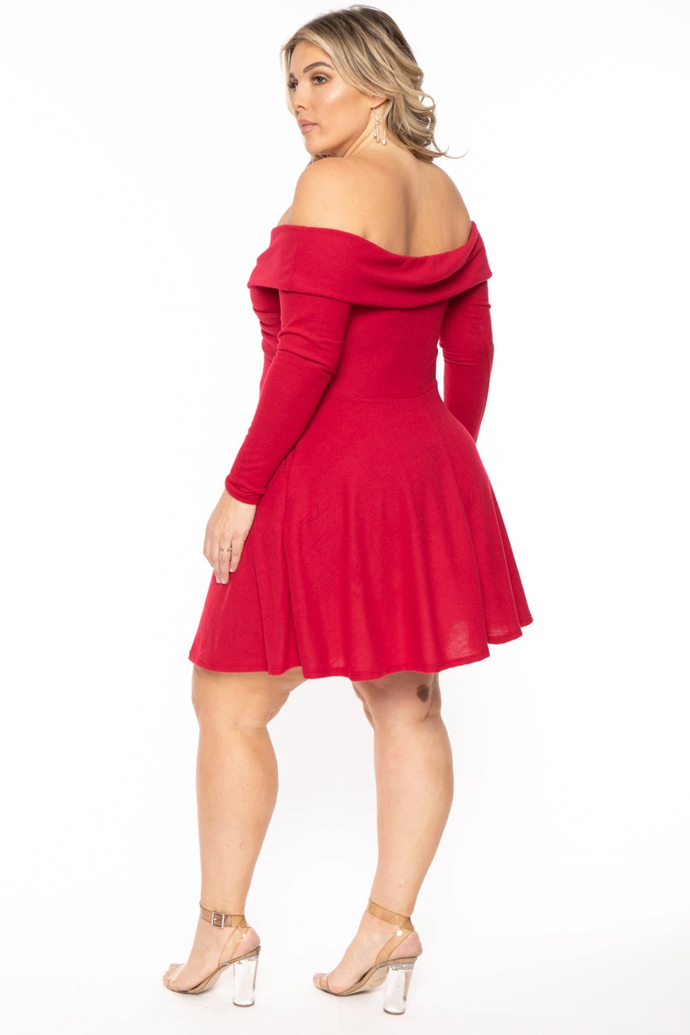 Plus Size Annabell Sweater Flare Dress - Red Plus Size Annabell Sweater Flare Dress - Red -Kitchensuppliesdeal curvy sense dresses plus size annabell sweater flare dress red 30714806403169