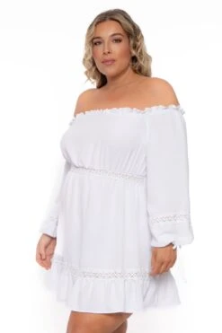 Plus Size Arabella Off The Shoulder Dress - White -Kitchensuppliesdeal curvy sense dresses plus size arabella off the shoulder dress white 31604153843809
