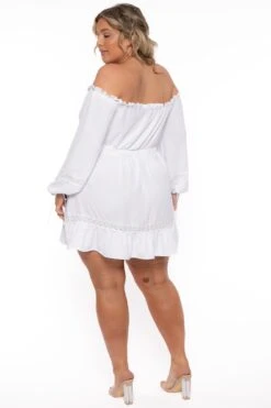 Plus Size Arabella Off The Shoulder Dress - White -Kitchensuppliesdeal curvy sense dresses plus size arabella off the shoulder dress white 31604160495713