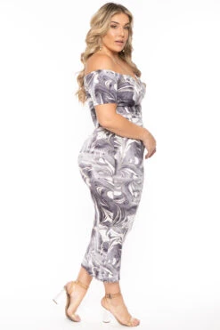 Plus Size Ari Marble Bodycon Dress - Grey -Kitchensuppliesdeal curvy sense dresses plus size ari marble bodycon dress grey 30714545242209