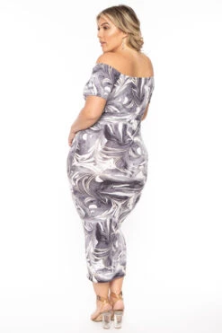 Plus Size Ari Marble Bodycon Dress - Grey -Kitchensuppliesdeal curvy sense dresses plus size ari marble bodycon dress grey 30714545438817