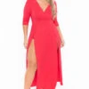 Bluebell Plus Size Aria M-Slit Maxi Dress - Red -Kitchensuppliesdeal curvy sense dresses plus size aria m slit maxi dress red 29883781480545
