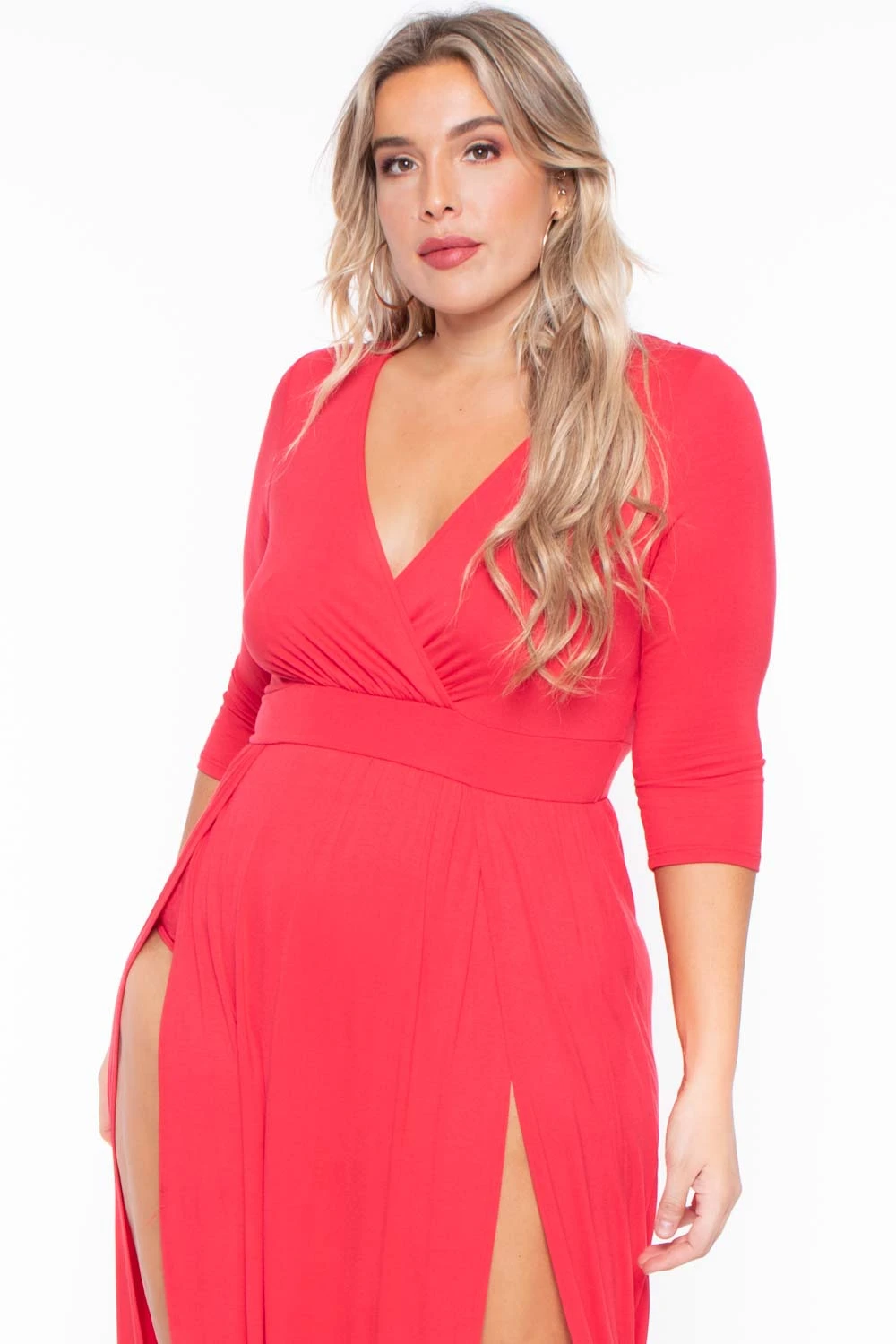 Plus Size Aria M-Slit Maxi Dress - Red Bluebell Plus Size Aria M-Slit Maxi Dress - Red -Kitchensuppliesdeal curvy sense dresses plus size aria m slit maxi dress red 29883781546081