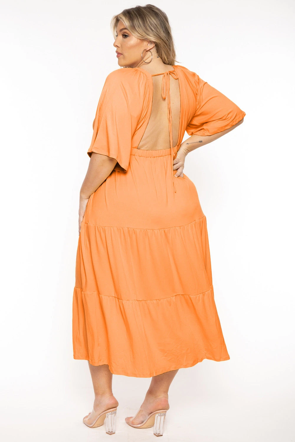 Plus Size Ariella Tiered Maxi Dress - Orange Plus Size Ariella Tiered Maxi Dress - Orange -Kitchensuppliesdeal curvy sense dresses plus size ariella tiered maxi dress orange 31877422121057