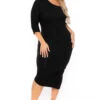 Plus Size Asymmetric Knit Dress - Black 2 Plus Size Asymmetric Knit Dress - Black -Kitchensuppliesdeal curvy sense dresses plus size asymmetric knit dress black 30025539911777
